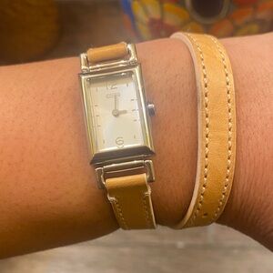 Coach Rectangular Watch with Tan Leather Strap authentic